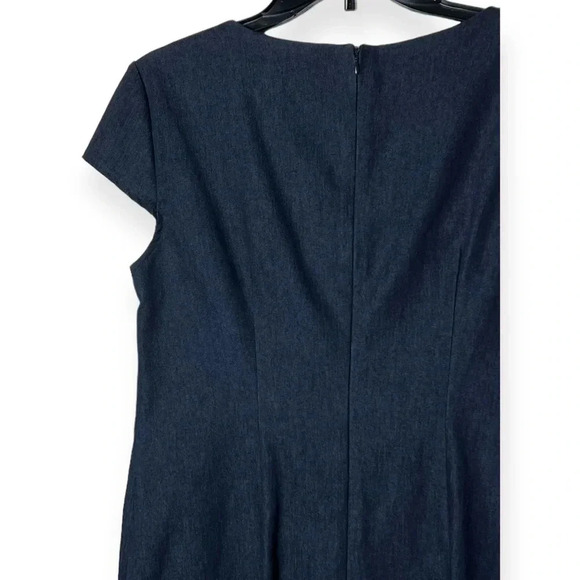 1848. DRESSBARN BEJEWELED MINI LENGTH DRESS CAP SLEEVES SIZE 8 CHAMBRAY MATERIAL - Picture 9 of 10